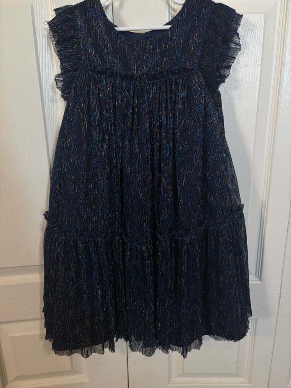 Pippa & Julie Navy Dress with Shimmering Multicolor Thread